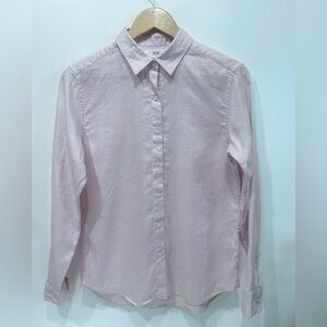 Uniqlo Women’s Light Pink Premium 100% Linen Long-Sleeve Button-Up Shirt Size S